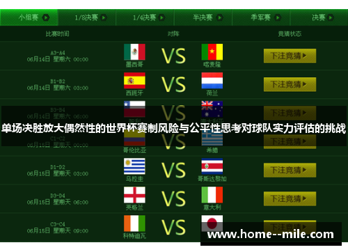 单场决胜放大偶然性的世界杯赛制风险与公平性思考对球队实力评估的挑战 单场决胜放大偶然性的世界杯赛制风险与公平性思考对球队实力评估的挑战
