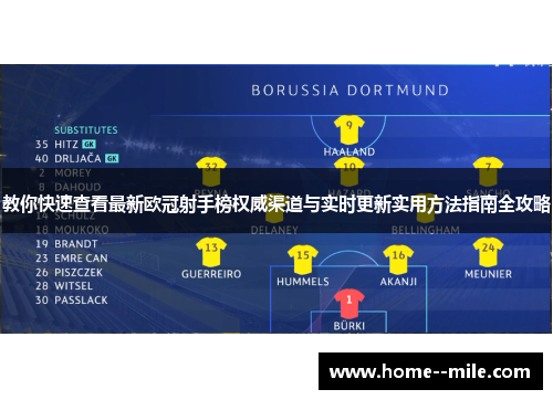 教你快速查看最新欧冠射手榜权威渠道与实时更新实用方法指南全攻略 教你快速查看最新欧冠射手榜权威渠道与实时更新实用方法指南全攻略